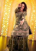 Designer GMY Silk Heavy Embroidered Sharara Suit Set with Dupatta