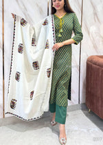 Designer Mughal Block Printed Mul Cotton Kurta Pant Dupatta Set