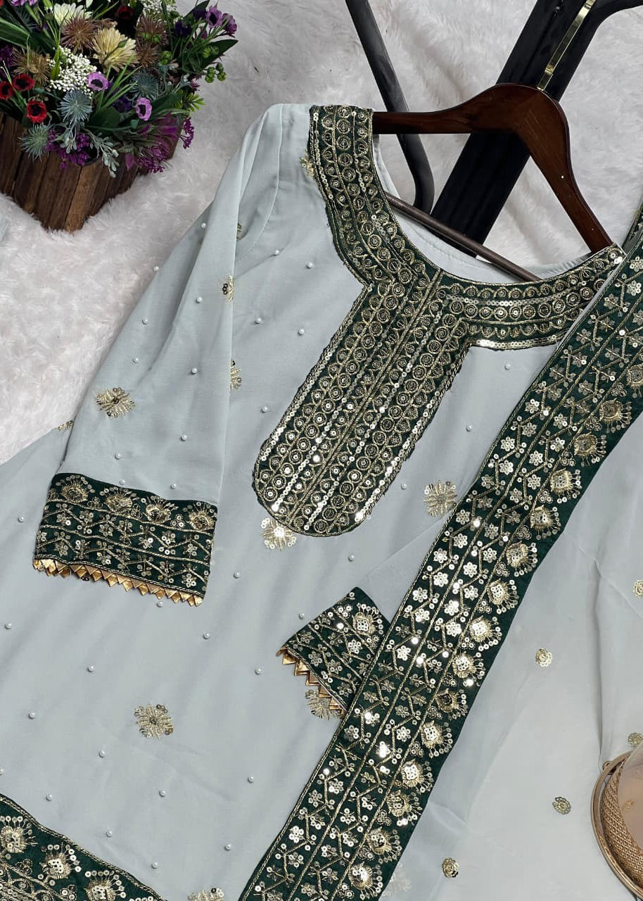 Trending Ready-to-Wear Fancy Kurti Sharara Set with Dupatta