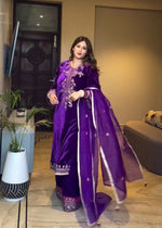 Luxury Winter Velvet Kurta Plazzo Set for Wedding & Party Wear