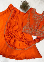 Designer Chinon Lehenga Saree with Long Blouse – Bridal, Wedding & Party Wear