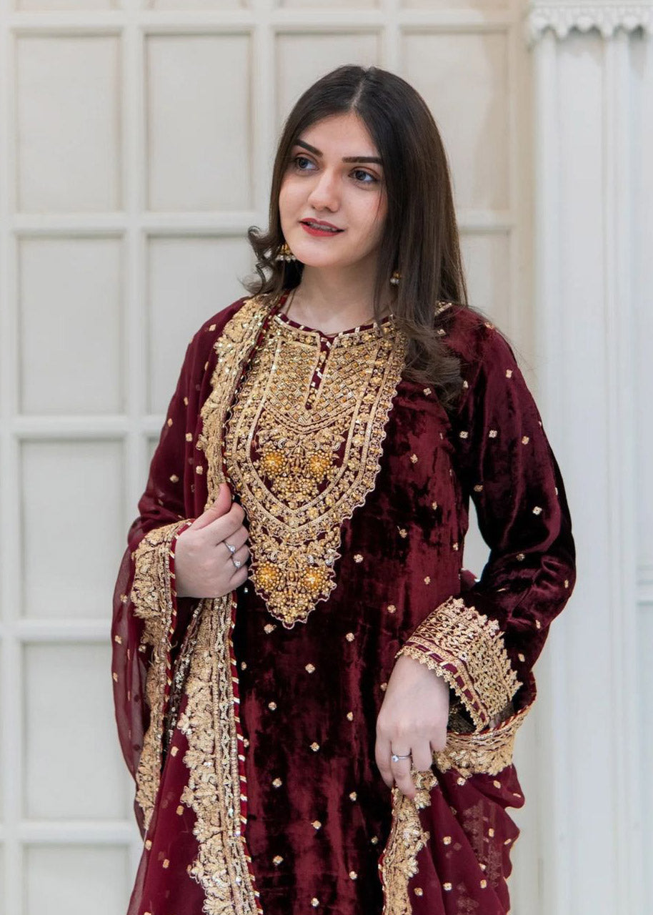 Party Wear Velvet Designer Set – Top, Bottom & Dupatta