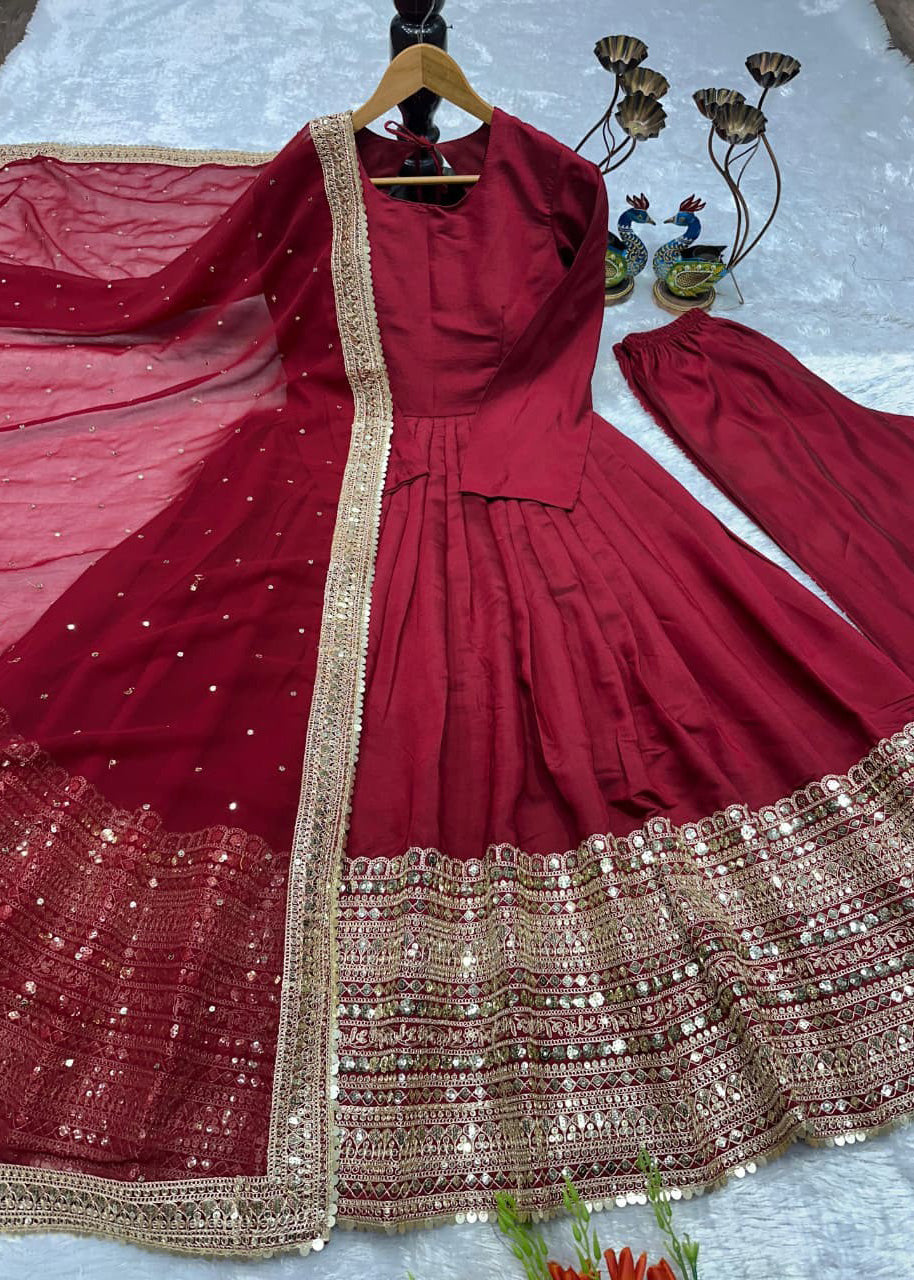 Launching New Designer Party Wear Gown with Embroidery Work