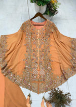 Designer Wear Kurta Plazzo Pair With Shruge In Sequence Embroidery Work