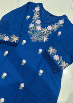 Pure Cotton Slub Embroidered Kurta Pant Set