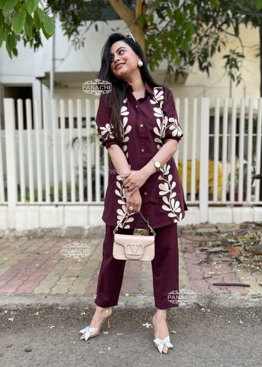 Designer Embroidered Cotton Co-Ord Set for Women