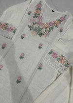 Pure Cotton Slub Embroidered Kurta Pant Set