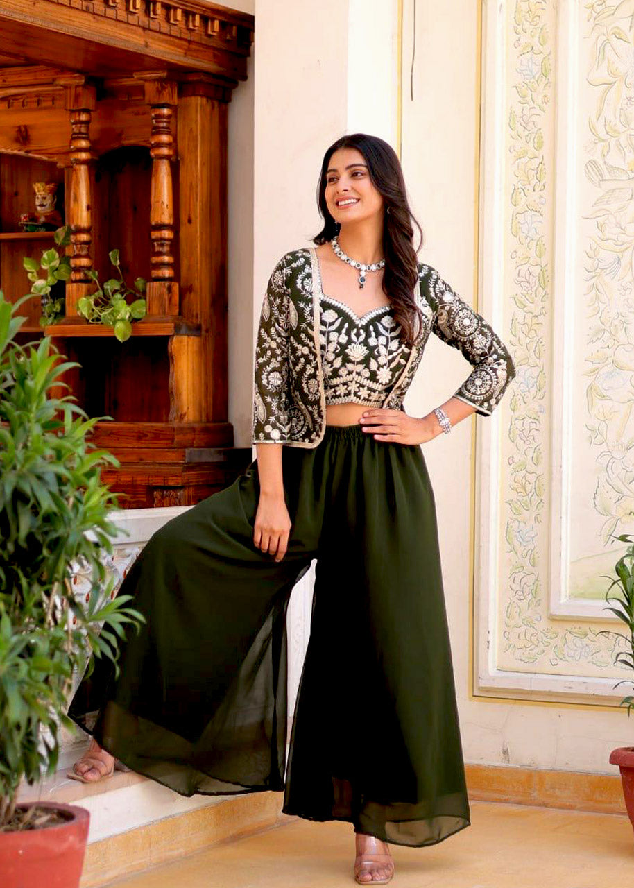 Designer Wedding & Party Wear Koti, Choli & Plazzo Set