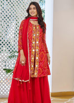 Designer Fox Georgette Kurti, Plazzo & Dupatta Set